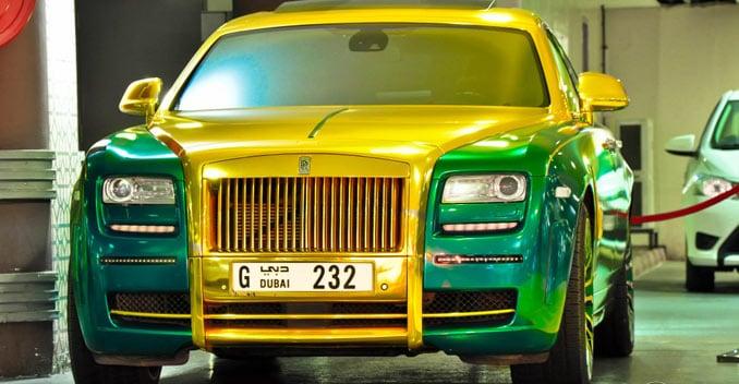A Green and Gold Rolls-Royce Ghost