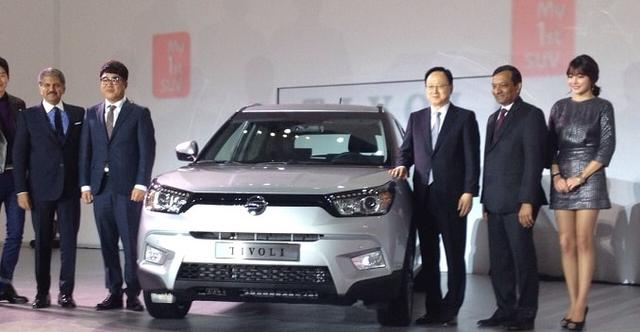 SsangYong Motor - a Mahindra group company has unveiled the Tivoli - a compact SUV, in Seoul. Mahindra Group Chairman Anand Mahindra joined M&M's President, Automotive division Pawan Goenka, and SsangYong Chairman Yoo-Il Lee at the launch.