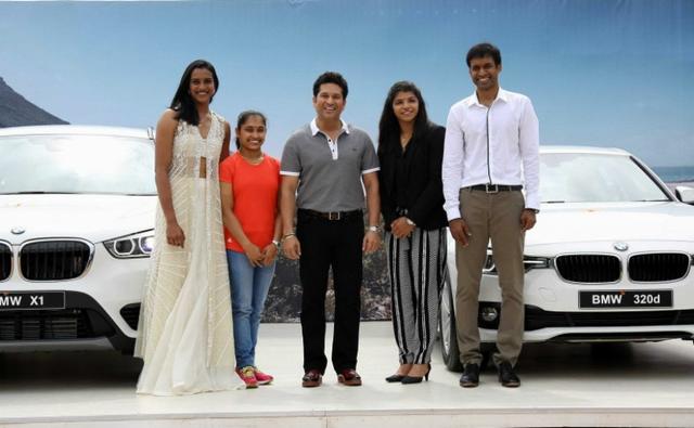 Sachin Tendulkar, the Indian batting legend presented the BMW cars to PV Sindhu, Sakshi Malik, Dipa Karmakar and Pullela Gopichand in light of their performance at the recently concluded 2016 Rio Olympics.