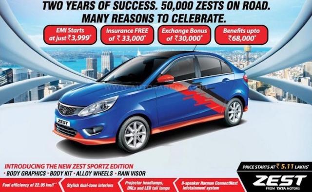 Tata Motors has launched a Zest Sportz Edition, a dealer level accessory package available on the standard car priced at a premium of Rs. 20,000.