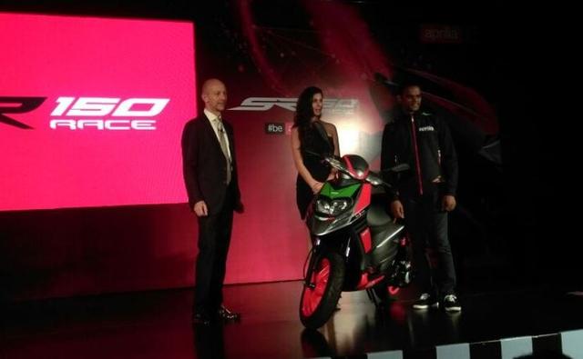 Piaggio Group has launched the Aprilia SR150 Race in the country priced at Rs. 70,282 (ex-showroom, Mumbai). The SR150 Race comes in less than six months after the regular SR150 scooter was launched in India and comes with Aprilia's RS-GP inspired body colour and graphics.