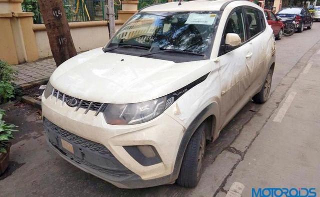 Images of a prototype model of the AMT (automated manual transmission) version of the Mahindra KUV100 have recently surfaced online. The mildly camouflaged test mule of the KUV100 is said to have been spotted in Mumbai and based on the images it appears to be based on the top-end variant of the facelifted KUV100.