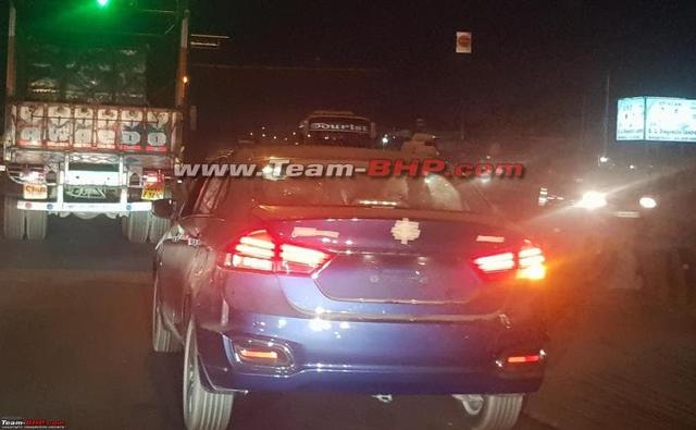 A production-ready Maruti Suzuki Ciaz facelift was recently spotted sans camouflage. The model was seen in the Nexa Blue shade with just masking tapes covering the logo and badging of the car.
