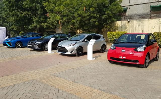 Toyota Kirloskar Motor has displayed its range of electric and electrified vehicles in India which inludes models like the Toyota Mirai FCEV, Aqua Hybrid, Camry Hybrid and the Electric eQ.