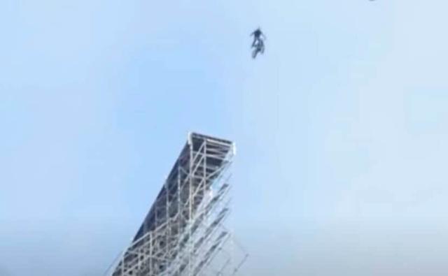 Actor Tom Cruise is seen in a spectacular motorcycle stunt in Norway, possibly for the upcoming instalment of the Mission Impossible movie franchise.
