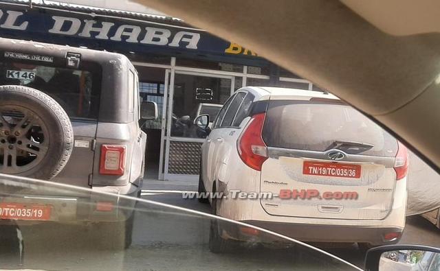 The Mahindra Marazzo MPV is spotted bearing an 'Auto-Shift' badging on the lower-left corner of the tailgate. We get to see similar badging on the XUV300 automatic variants.