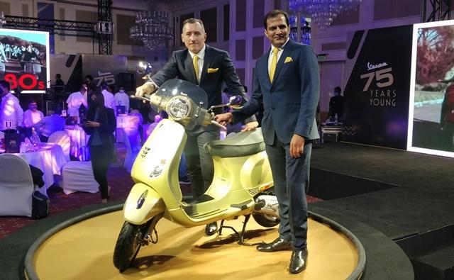 Piaggio India has launched the new Vespa 75th anniversary edition in the country to celebrate 75 years of the iconic brand. The Vespa 75th Anniversary Edition is available in the 125 and 150 cc variants with prices starting at Rs. 1.26 lakh for the 125 cc model, going up to Rs. 1.39 lakh (all prices, ex-showroom Pune) for the Vespa 150.