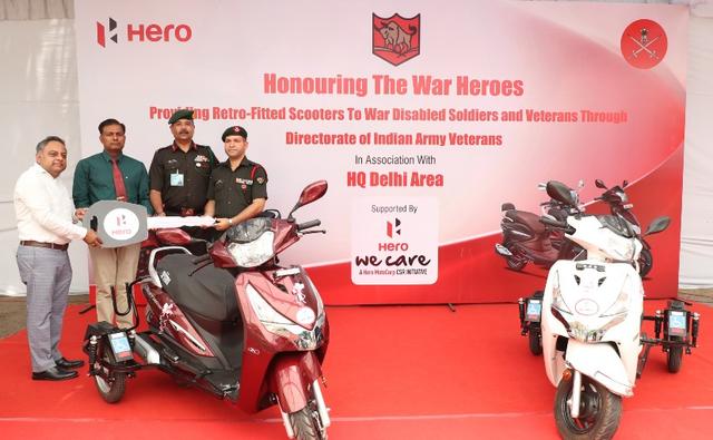 As part of its CR program, Hero MotoCorp has handed over 125 retrofitted Destini scooters to the Indian Army soldiers disabled in the line of duty.