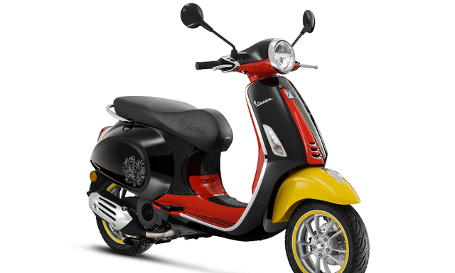 The Disney Mickey Mouse Edition by Vespa is based on the Primavera scooter and will be available in 50cc, 125cc, and 150cc.