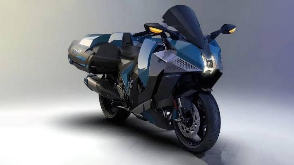 The hydrogen bike was part of a presentation showcased by the company as part of the Kawasaki  Group Vision 2030 progress report