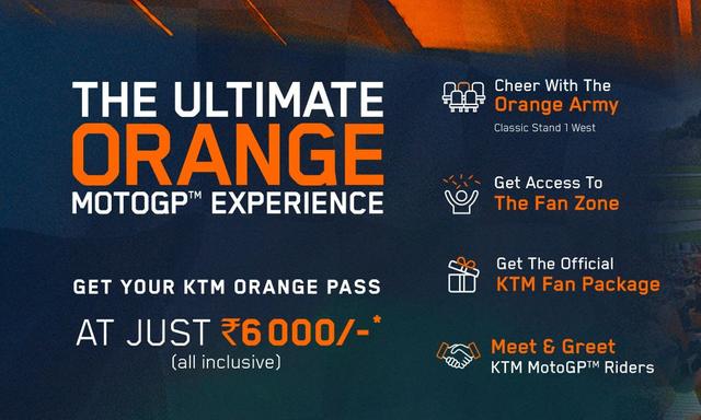 MOTOGP India starts on September 22nd to 24th.  The KTM Orange Pass provides access to all three days of the event at Rs 6000.
