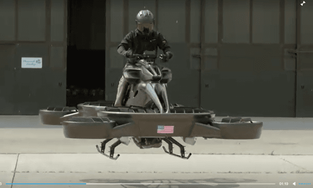 A hoverbike that the Japanese manufacturers plan to launch in the United States next year made its U.S. debut at the Detroit Auto Show, drawing perhaps inevitable comparisons to the speeder bikes of "Star Wars."