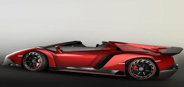 As a part of their anniversary celebrations Lamborghini will present nine exclusive models of its open racing car  the Veneno Roadster in 2014.  The sharp featured, exquisite beauty will cost some 3.3 million.