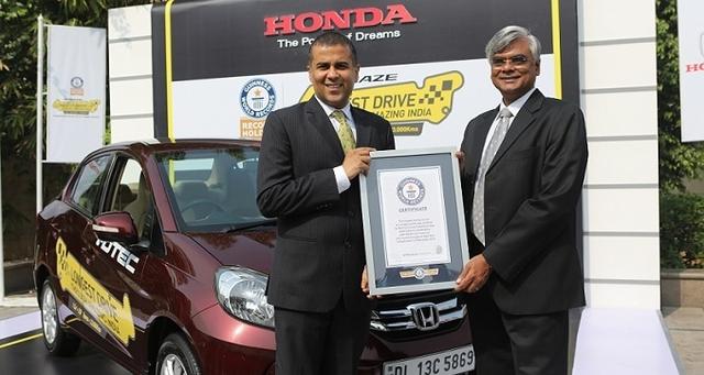 Started on 15th September 2014, Honda's 'Longest Drive through Amazing India' in Honda Amaze, entered the Guinness World Records, registering the longest journey by a car in a single country.