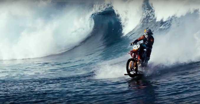 Stunt Man Takes to Surfing With a Dirt Bike