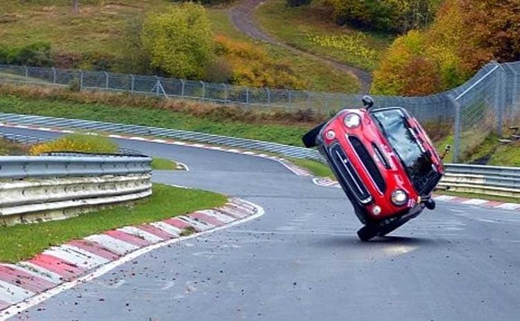 Stunt Driver Laps The Nurburgring In A MINI On Two Wheels