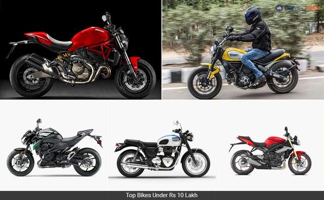 The Rs 10 lakh bracket is a psychological barrier for the superbike buyer in India. It's also a price range which offers some bikes with impressive performance and stylish looks. Choosing one over the other is a difficult proposition for the buyer. We list out the top bikes under Rs. 10 lakh and what these bikes offer.