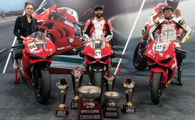 Ducati India had a memorable debut in the 21st edition of the JK Tyre FMSCI National Racing Championship at the Buddh International Circuit (BIC) over the weekend. The Italian motorcycle maker was competing in two categories and swept with podium finishes over the weekend. Gurvinder Singh Matharu from Redline Racing and Chennai's Deepak Ravi Kumar bagged the first and third positions in the superbike category onboard the Ducati Panigale V4 S and Panigale V4. Both bikes were competing in the stock setup in the series.