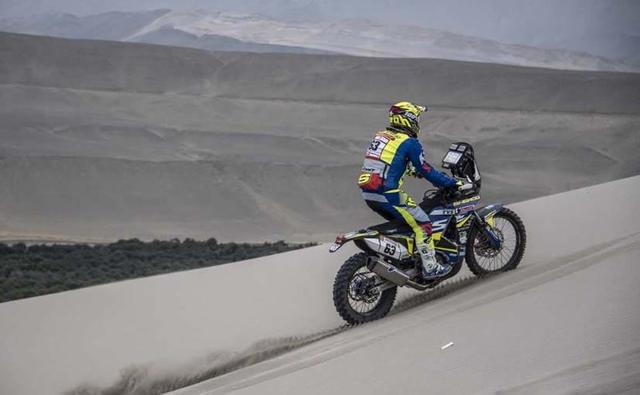 Following the Hero MotoSport's CS Santosh crashing out of Stage 5, the Indian contingent has received its next casualty with Sherco TVS rider Lorenzo Santolino crashing out of the 2019 Dakar Rally in Stage 6. The rookie rider had a brilliant run so far in the rally finishing as high as third at the end of Stage 5 and 11th overall. However, the young Spaniard crashed in the first part of Stage 6, 33 km into the special and was airlifted to Lima for better medical support. The rider has suffered cranial trauma but fortunately has no broken bones. Santolino's RTR 450 was airlifted to the finish line.