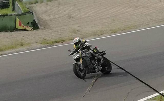 Naked Ducati V4 spotted testing on track in Italy could be the streetfighter version of the Ducati Panigale V4.