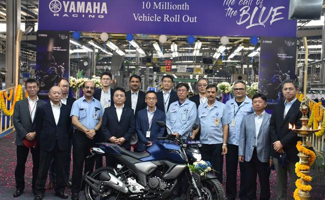 Japanese two-wheeler giant, Yamaha Motor has announced a production milestone of 10 million units in India. The company achieved the landmark production figure in 34 years of its presence in the country, having begun operations in 1985. The production number is a result of Yamaha's three manufacturing facilities locatd in Surajpur, Faridabad and Chennai that have contributed to the achievement. The 10 millionth vehicle to roll-out at the ceremony was the Yamaha FZS-FI V3.0 at the Chennai plant - a popular seller for the company that was launched in January this year. The production volumes have not only catered to the domestic demand but for exports as well.
