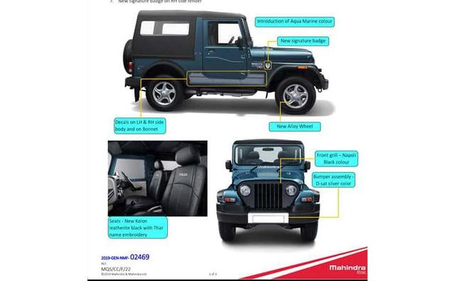 The current generation Mahindra Thar is heading towards the end of its lifecycle. We did bring you a number of spy shots of the next generation model being tested, but the current Thar has its own charm. In what would be a fitting send off to the off-roader, Mahindra will roll out the Thar Signature special edition of the model soon, details of which have now been leaked. The new Mahindra Thar Signature Edition gets plenty of changes to give it a special touch, with production to be restricted to just 700 units. The limited edition model will also help clear inventories of the older model ahead of the BS6 deadline scheduled in April 2020.