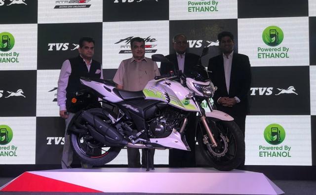 TVS Motor Company showcased the production version of the TVS Apache RTR 200 4V which runs on ethanol. The model was first shown as a concept at the 2018 Auto Expo held in February 2018.