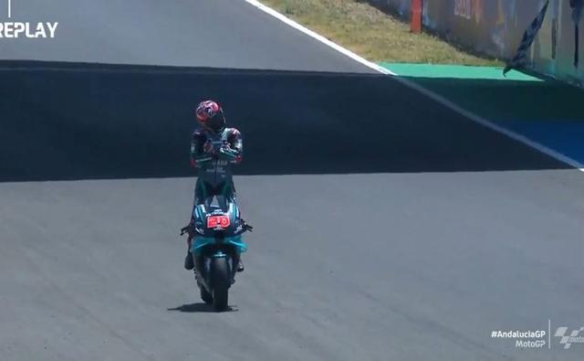 It turned out to be an all-blue podium at the Andalusia GP with Petronas Yamaha's Fabio Quartararo taking his second win of the season, while factory riders Maverick Vinales and Valentino Rossi finished at P2 and P3.