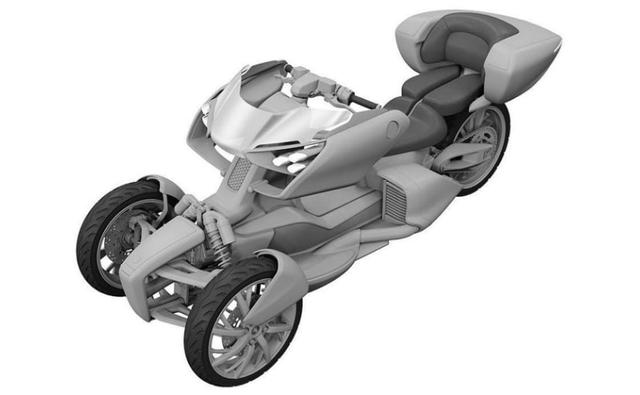 Latest patent images filed with the Japanese Patent Office reveal a hybrid leaning trike concept from Yamaha.