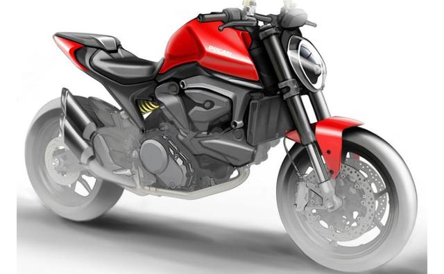 Latest rendered sketches of updated Ducati Monster reveals a new design, with a cast aluminium frame, instead of the traditional steel trellis frame.