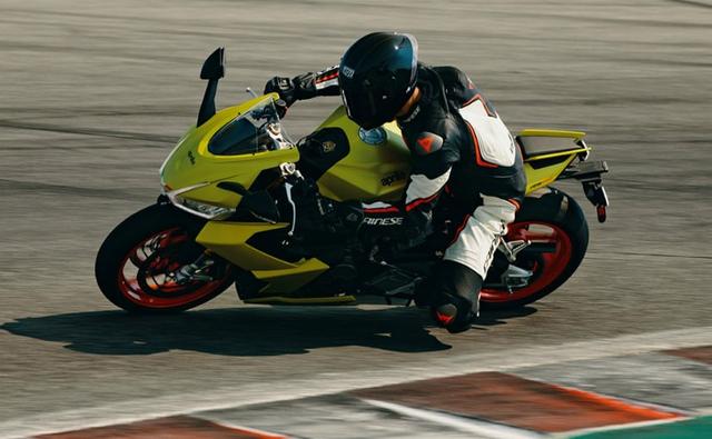 Renny Scaysbrook, recorder holder at Pike's Peak, tested the new Aprilia RS 660 at the Laguna Seca raceway in California, US.