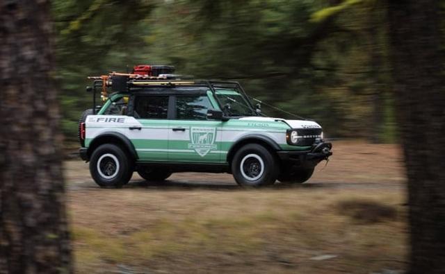 The custom Bronco Wildland Fire Rig concept vehicle is inspired by vintage U.S. Forest Service Broncos and Filson's iconic materials. The Fire Rig concept serves as a model of future firefighting rigs based on the all-new Bronco four-door.