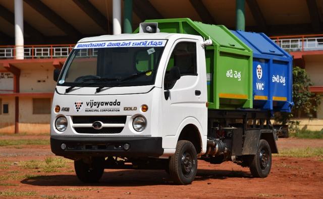 The 25 Tata Ace CNG tippers have been specially designed for the Vijaywada Municipal Corporation and come with wet and dry compartments, along with GPS, CCTV cameras, and a public announcement system as well.