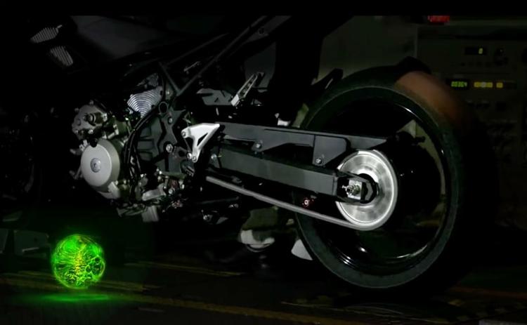 Kawasaki showcases future technologies, which include hybrid technologies, and voice activated artificial intelligence systems for motorcycles.