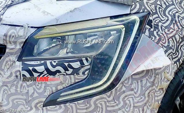 The next-generation Mahindra XUV500 will be a major step-up from the current version and the latest spy shots reveal the new headlamp design with a completely new signature LED DRL pattern.