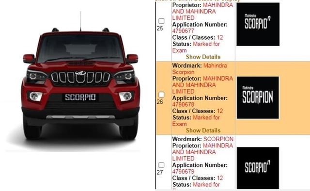 Mahindra and Mahindra has applied to trademark the name Mahindra ScorpioN in India. According to recent listings on the Ministry of Commerce and Industry's Patent Design and Trademarks website, the company has registered different iterations of the name 'ScorpioN' and 'Mahindra ScorpioN' to be trademarked.