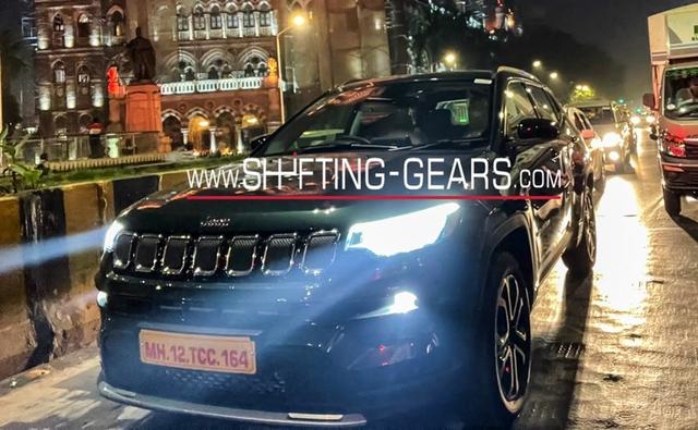 The upcoming 2021 Jeep Compass facelift has been spotted again, and this around, we get to see the SUV completely undisguised, and in a new dark bottle green colour. We also get a glimpse at the cabin of the upcoming SUV, which too seems to have received its fair share of updates.