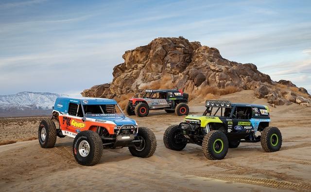 Representing the original unlimited class that helped launch the King of the Hammers race event, the Bronco 4400s feature a fully custom tubular chassis with massive off-road tires and long-travel shocks.