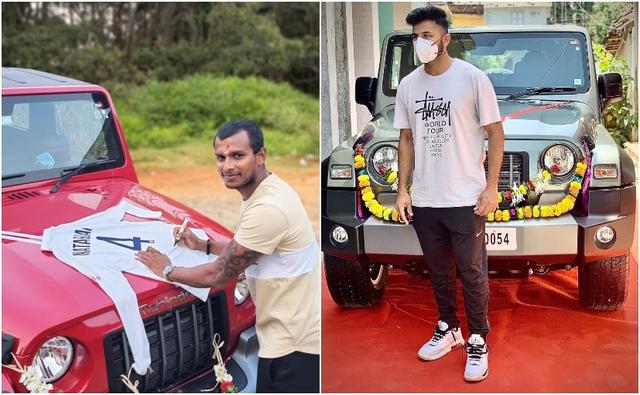 Cricketers T Natarajan and Shardul Thakur shared images of their new Mahindra Thar SUVs that were gifted to them by industrialist Anand Mahindra as a goodwill gesture for their incredible performance in Australia tour.