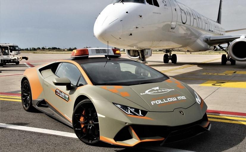 The Lamborghini Huracan EVO Takes Over Duty As A Follow Me Car For Aircraft