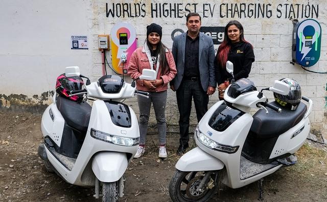 The world's highest EV charging facility was inaugurated by Mahender Pratap Singh, Sub-Divisional Magistrate, Kaza alongside two women bikers, who rode on e-scooters from Manali to Kaza.