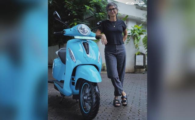 The Bajaj Chetak electric scooter joins Kiran Rao's garage in a custom Topaz Blue colour scheme.