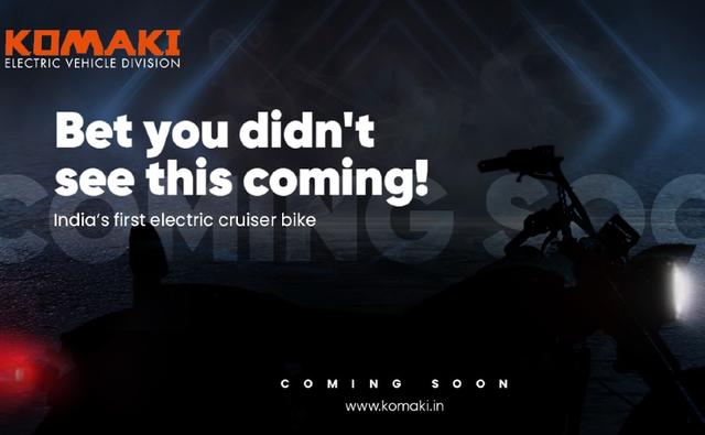 Komaki Electric Vehicles teases all-new electric cruiser motorcycle, to be launched in January 2022.