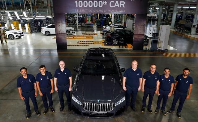 BMW's 1,00,000th car to roll-out of the assembly line, at the Chennai plant, was the BMW Individual 740Li M Sport Edition. Currently, BMW assembles 13 models in India, and has managed to achieve up to 50 per cent localisation.