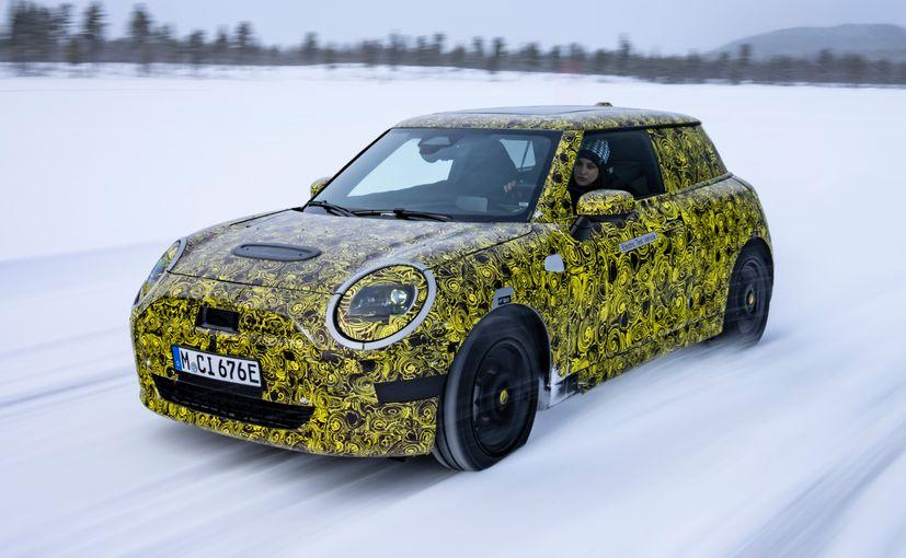 Test mules of the next-gen all-electric hatchback at the BMW Group's winter test centre in Arjeplog, Sweden.