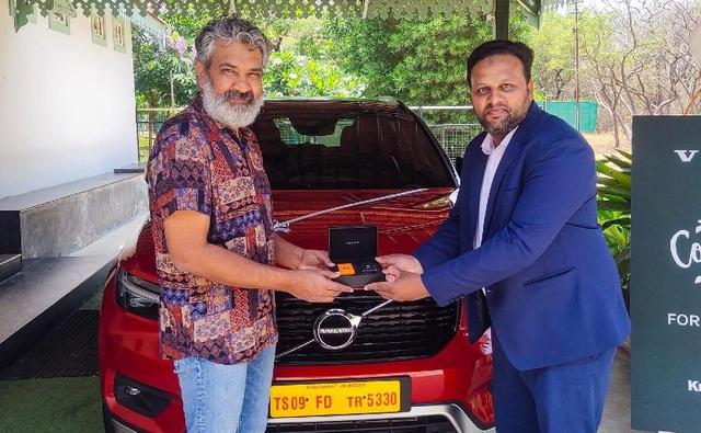 Images of SS Rajamouli taking delivery of his new Volvo XC40 were shared on Volvo Cars India's social media handle.