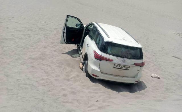 Couple Driving Toyota Fortuner On Ladakh's Sand Dune In Nubra Valley Fined Rs. 50,000