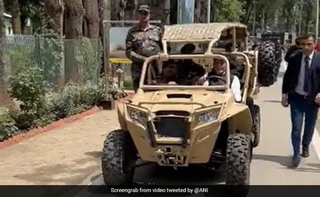 Defence Minister Rajnath Singh drove an All-Terrain Vehicle (ATV) to reach Barkhana from Baramulla.