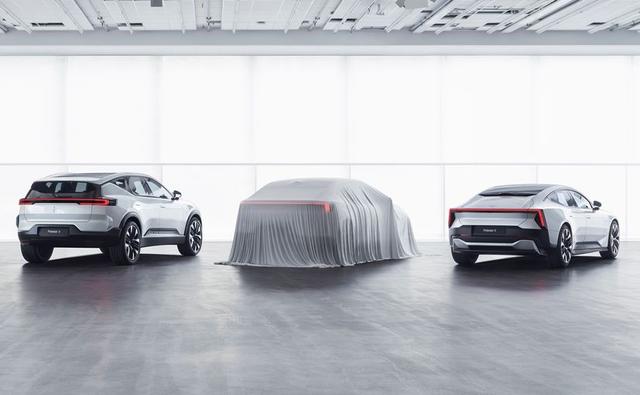 The image also revealed the rear designs for the upcoming Polestar 3 SUV and the 5 sedan.
