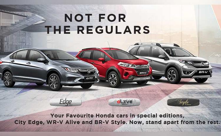 Honda Cars India has announced new special editions for three of its popular models including the Honda City, BR-V and WR-V. The special versions include the Honda City Edge Edition, Honda WR-V Alive Edition and the Honda BR-V Style Edition. Prices for the special editions range from Rs. 8.02 lakh for the WR-V, going up to Rs. 13.74 lakh (all prices, ex-showroom Delhi) for the BR-V. Each model gets a feature upgrade with the new special edition, and are available on specific variants of the respective cars.